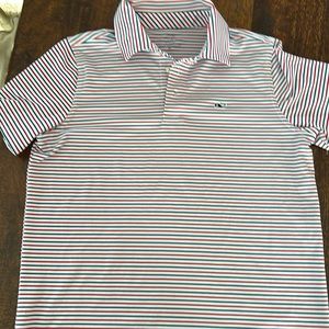 Vineyard Vines youth golf shirt sankaty blue and red stripe M